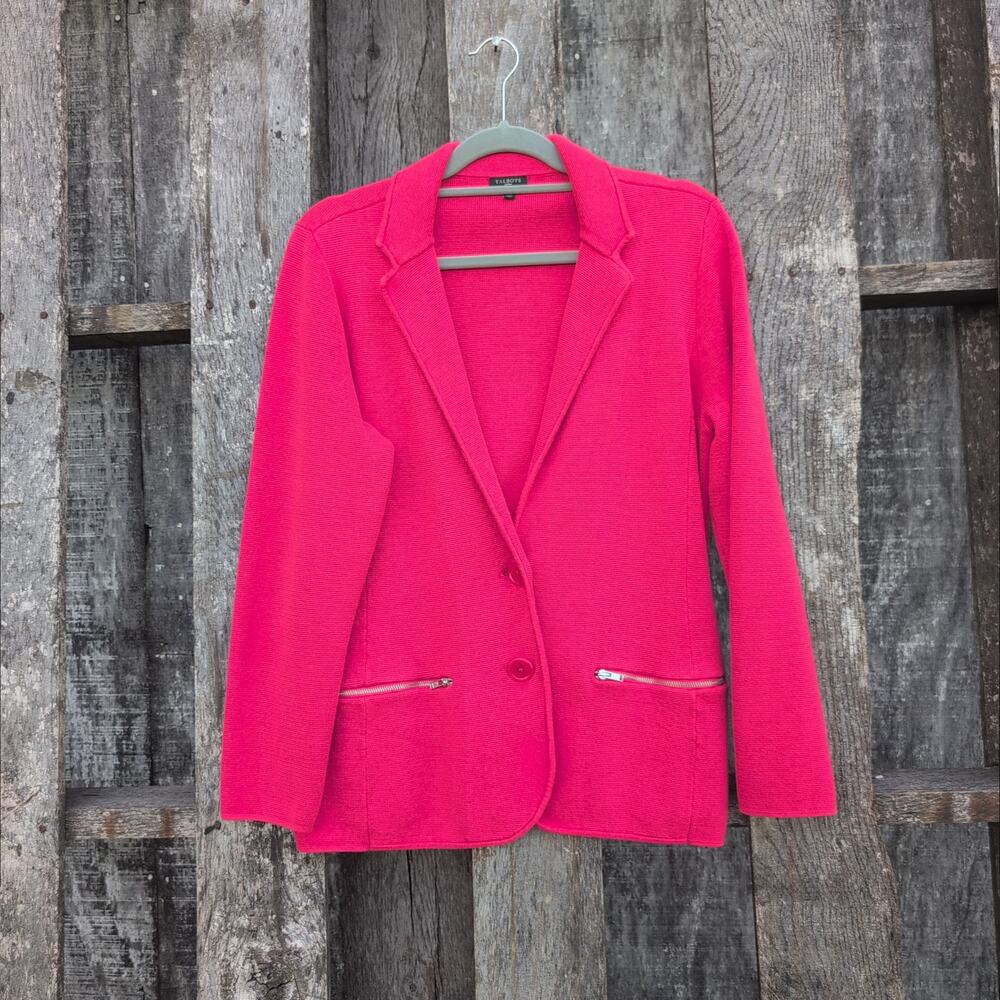 Talbots Relaxed Stretch Sweater Blazer Zippered Pockets Coral Women's 1X